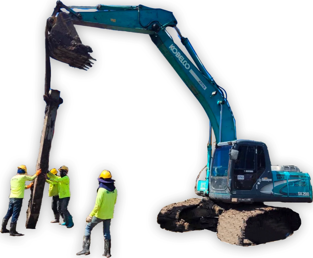 ภาพพื้นหลังรถขุดกำลังทำงานที่ไซต์ก่อสร้าง